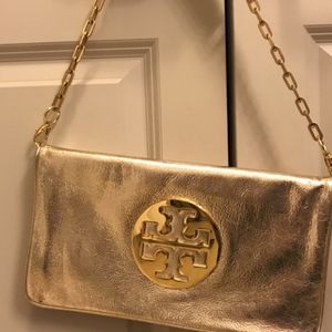 Tory Burch 'Reva' Gold Metallic Clutch